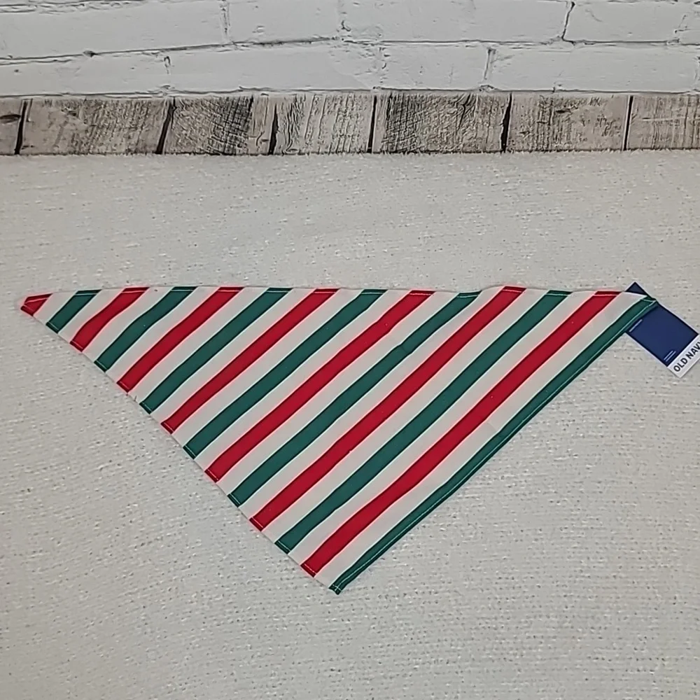 Old Navy Holiday Red/Green Stripe Patterned Flannel Bandana Pets (Cat/Dog) NWT
